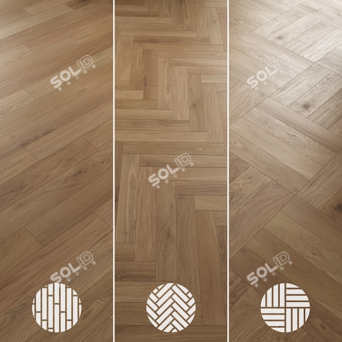 Oak Parquet Flooring Collection 3D model image 5