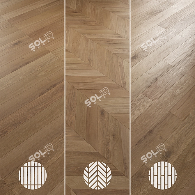 Oak Parquet Flooring Collection 3D model image 6