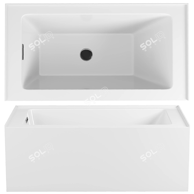 Modern Grayley Alcove Bathtub, Left Drain 3D model image 1