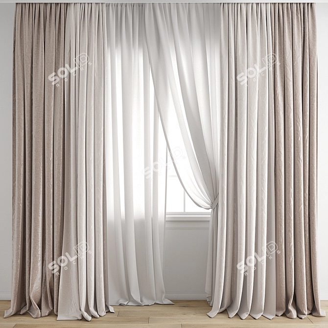 Polygonal Model Curtain 607 Kit 3D model image 1