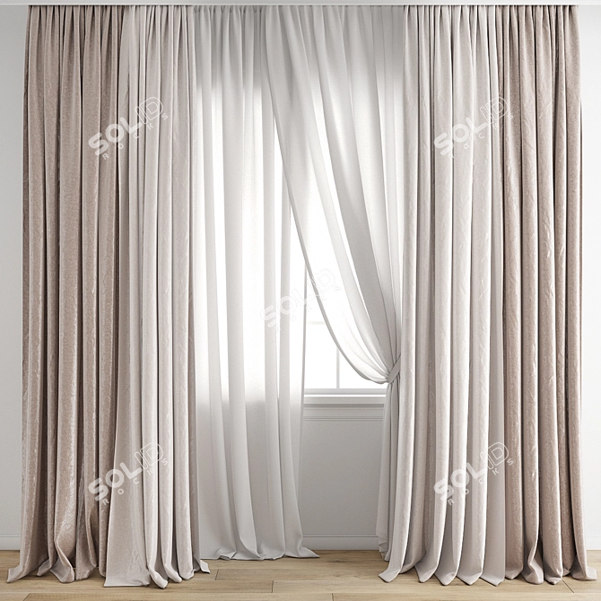 Polygonal Model Curtain 607 Kit 3D model image 4