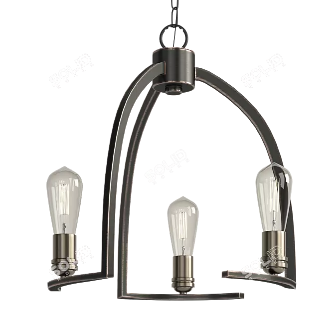 Vintage Bronze Kinder Chandelier 3D model image 1