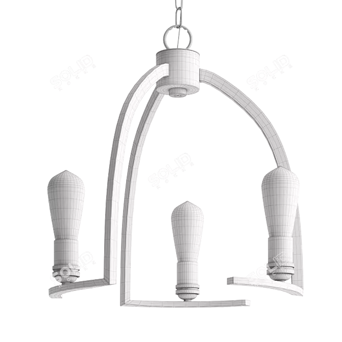 Vintage Bronze Kinder Chandelier 3D model image 2