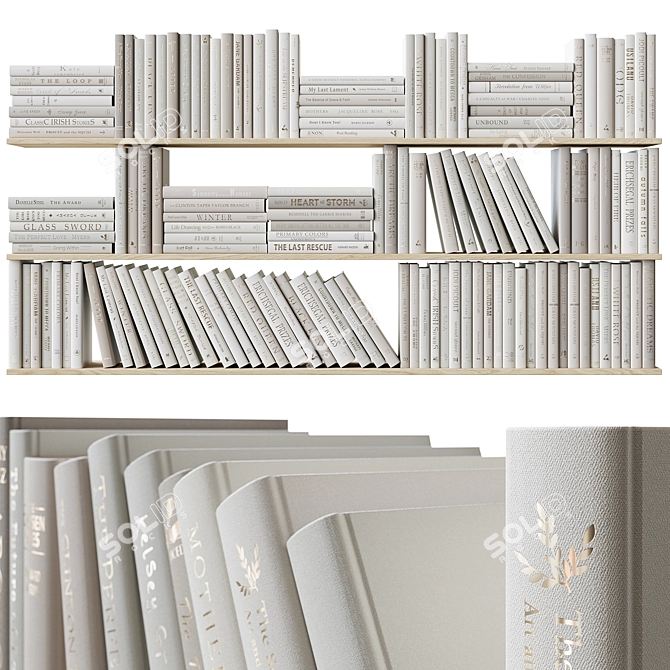 Beige Book Set with 4 Layouts 3D model image 1