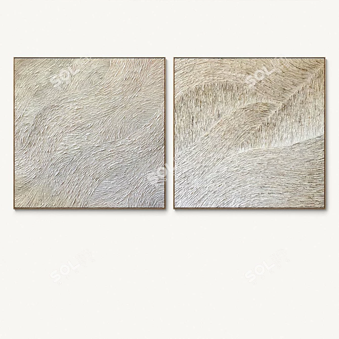 Abstract Plaster Photo Frames Set 3D model image 3