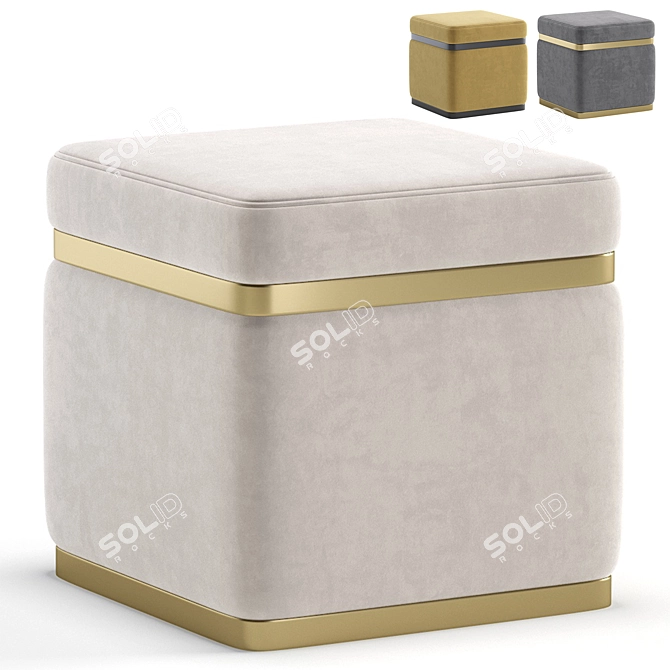 Elegant Poof Loreto 3 Colors 3D model image 1