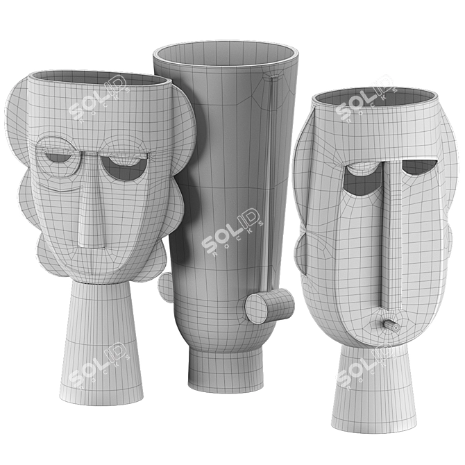 Sleek Modern Vases Set 3D model image 3