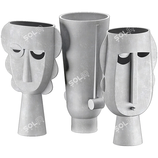 Sleek Modern Vases Set 3D model image 5