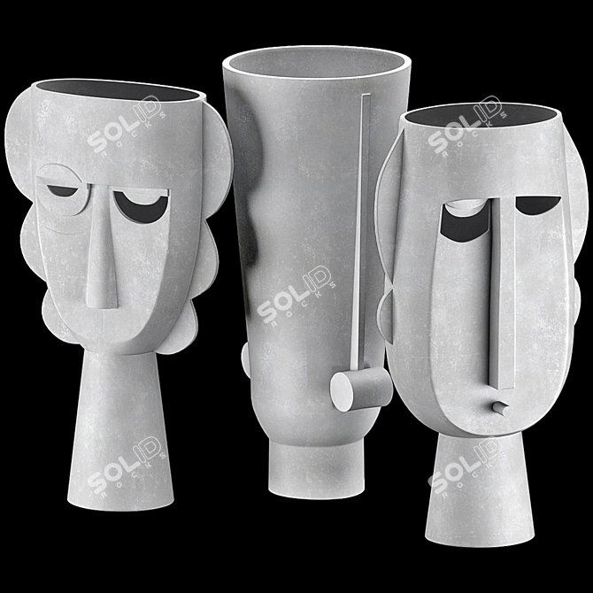 Sleek Modern Vases Set 3D model image 6