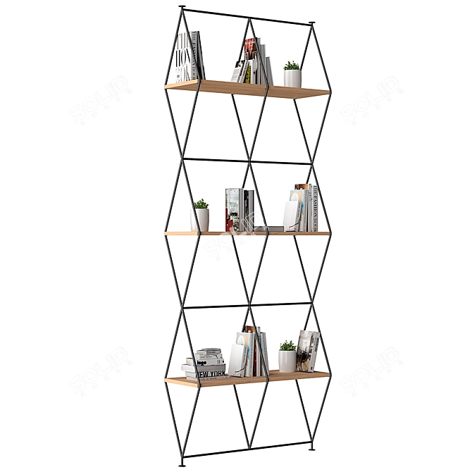 Space-Saving Storage Divider Rack 3D model image 1