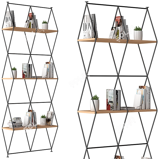 Space-Saving Storage Divider Rack 3D model image 2