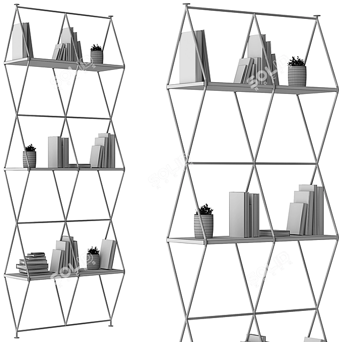 Space-Saving Storage Divider Rack 3D model image 4