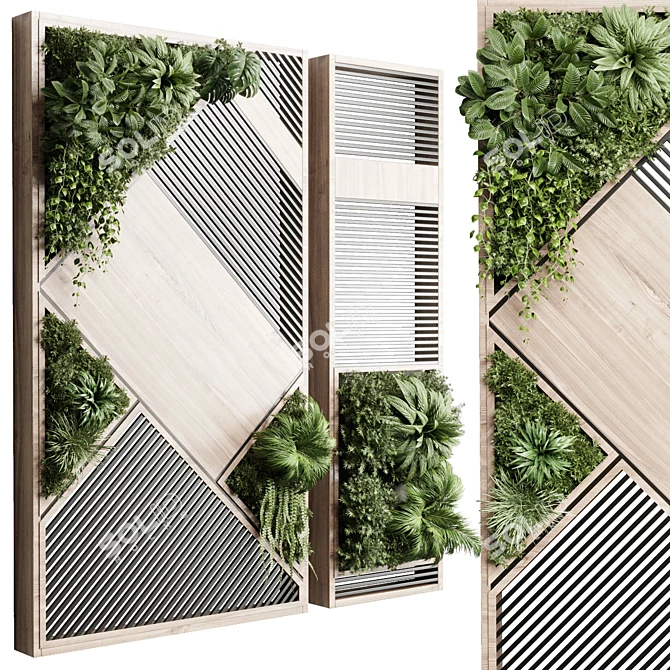 Wooden Frame Vertical Garden Box 3D model image 1