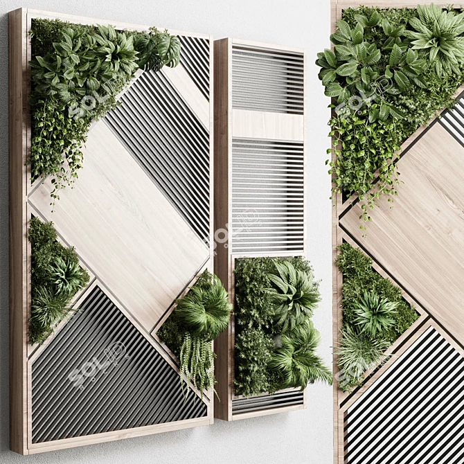 Wooden Frame Vertical Garden Box 3D model image 2