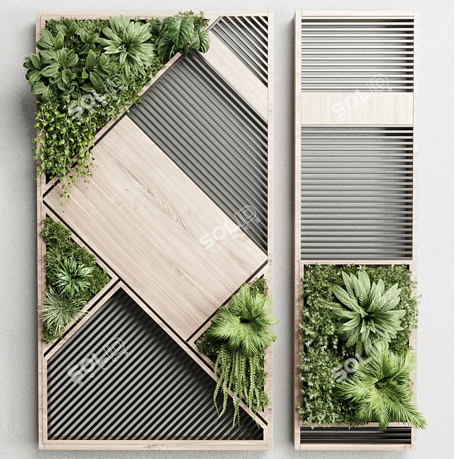 Wooden Frame Vertical Garden Box 3D model image 3