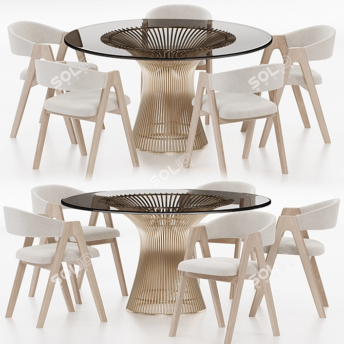 Elegant Dining Set Collection 3D model image 1