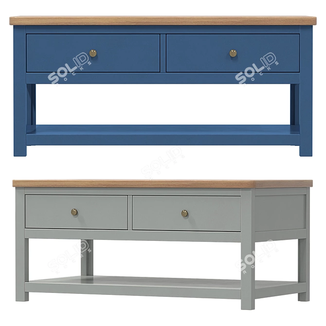 Elegant Blue Ash Wood Table 3D model image 1