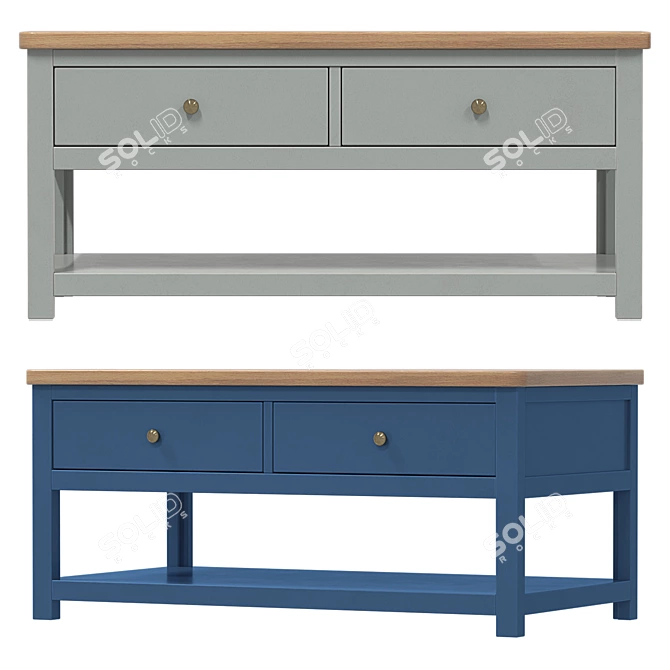 Elegant Blue Ash Wood Table 3D model image 2