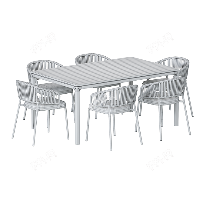 Rustic Outdoor Dining Set, Teak 3D model image 3