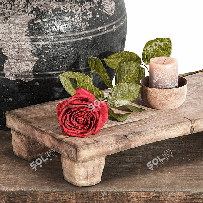 Rose Arrangement Set with Vase 3D model image 4