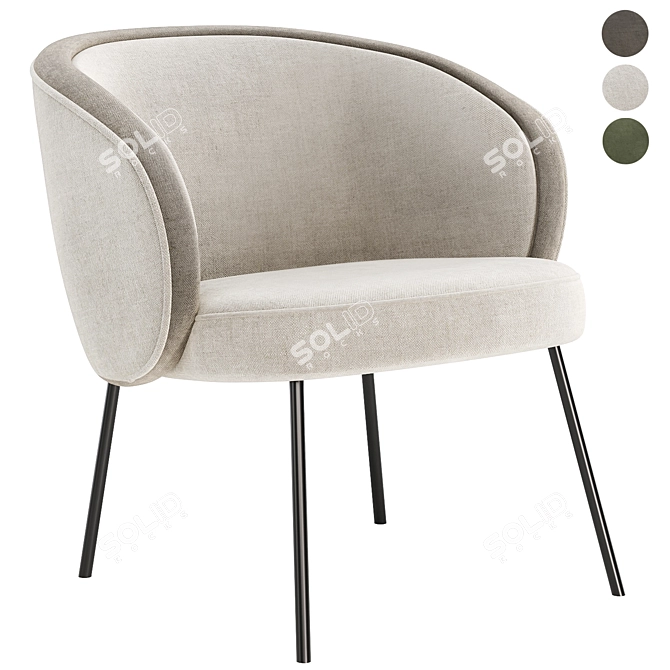 Sleek Luna M Armchair 3D model image 1