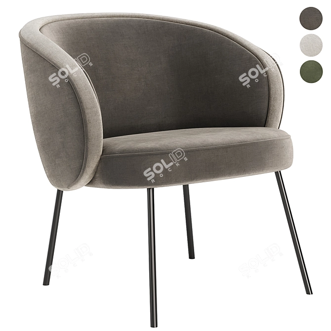 Sleek Luna M Armchair 3D model image 2