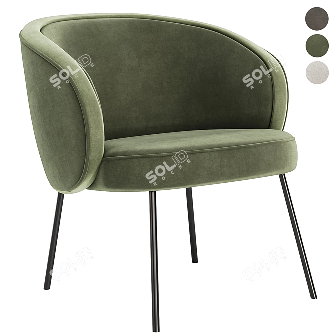 Sleek Luna M Armchair 3D model image 3