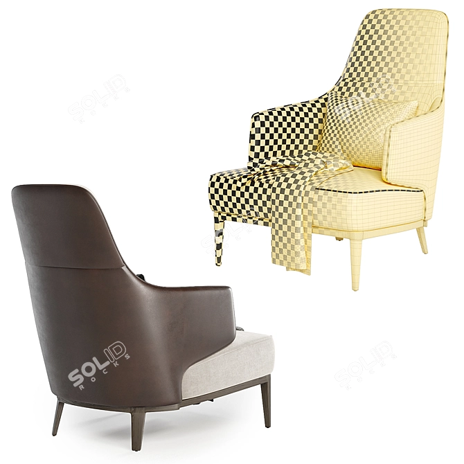 Elegant AMANDA BERGERE Armchair 3D model image 4