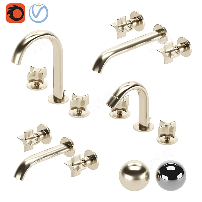 Luxury Bathroom Faucet Set: Roca Armani 3D model image 1