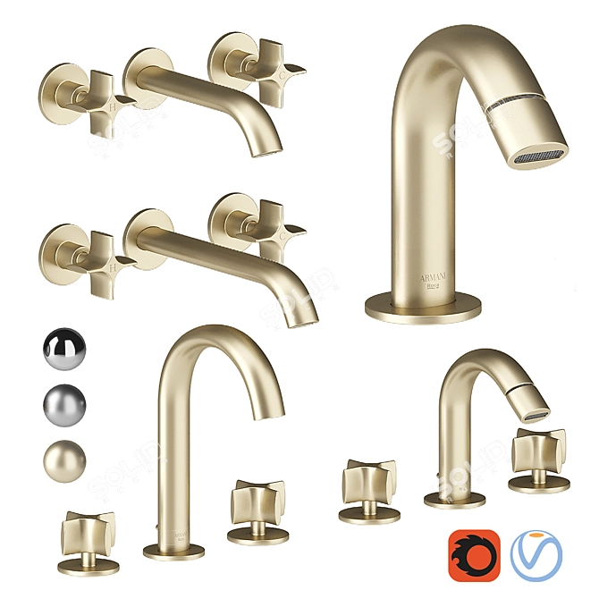 Luxury Bathroom Faucet Set: Roca Armani 3D model image 6