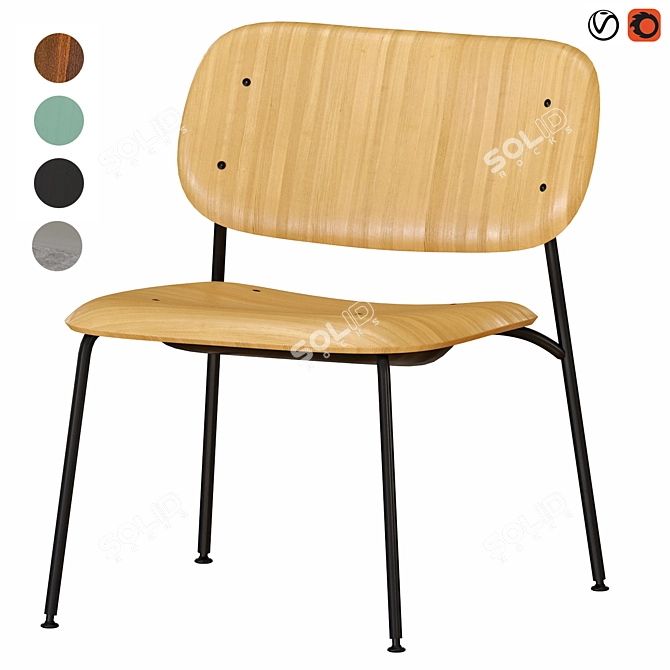 Modern Soft Edge Lounge Chair 3D model image 8