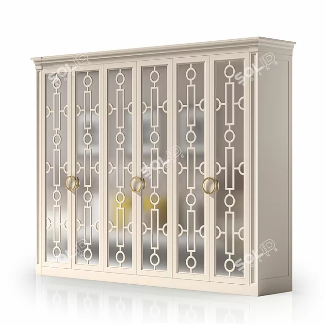 Modern Elegance Wardrobe with 6 Doors 3D model image 2