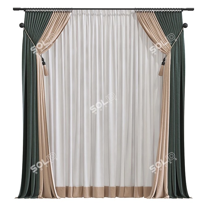 Retopologized Curtain Design 3D model image 1