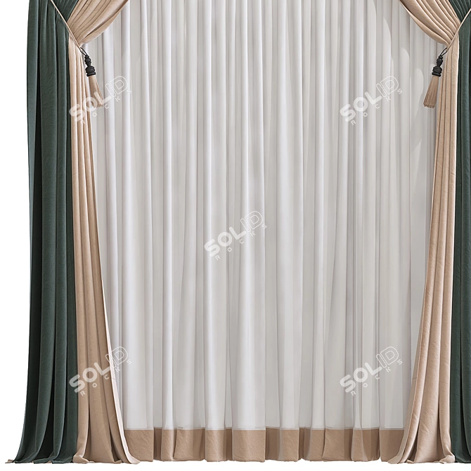 Retopologized Curtain Design 3D model image 2