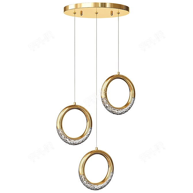 Crystal Gold LED Ring Chandelier 3D model image 2