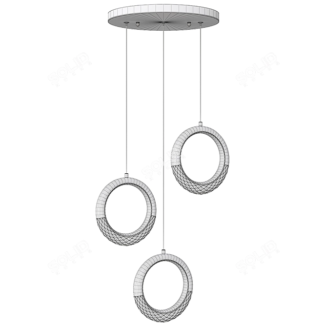 Crystal Gold LED Ring Chandelier 3D model image 5