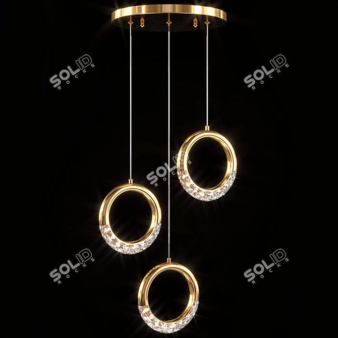 Crystal Gold LED Ring Chandelier 3D model image 6