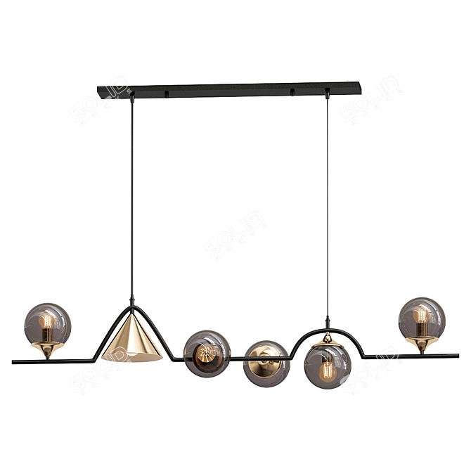 Elegant Black Chandelier 3D Model 3D model image 1
