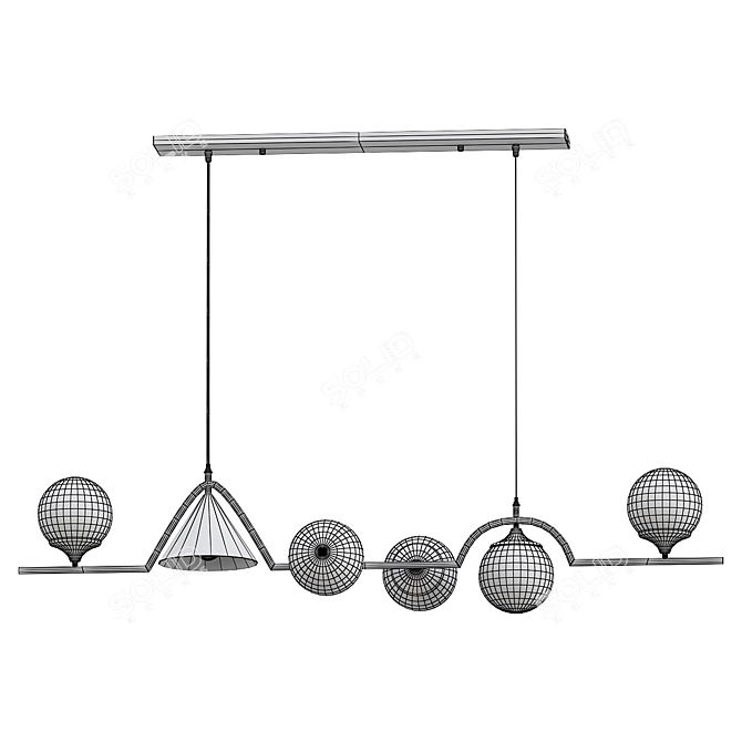 Elegant Black Chandelier 3D Model 3D model image 2