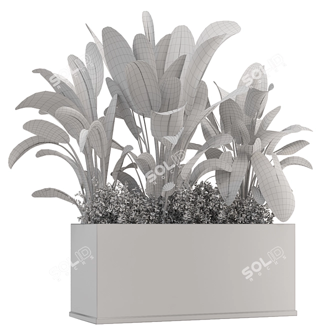 Concrete Potted Outdoor Plants Set 3D model image 7