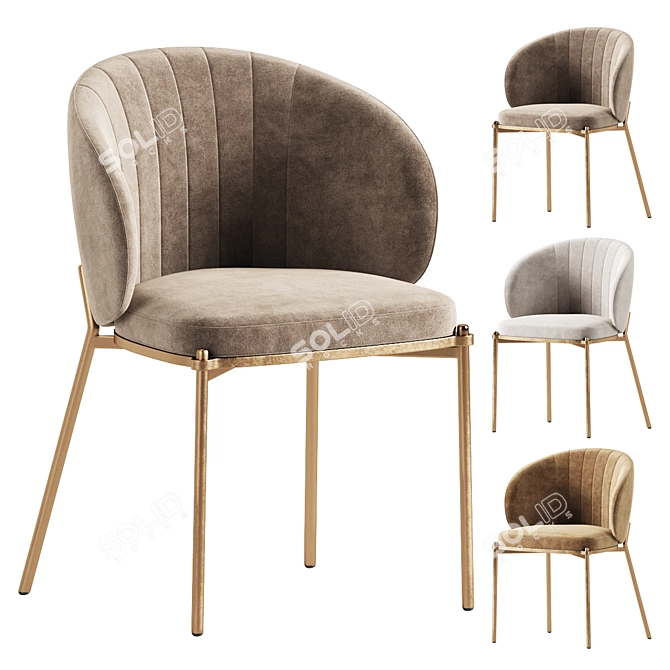 Elegant Shell Back Upholstered Chair 3D model image 1