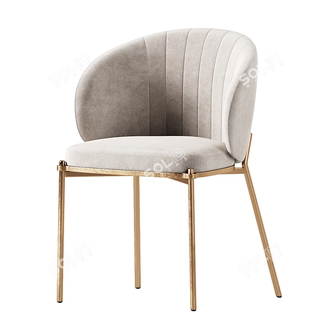 Elegant Shell Back Upholstered Chair 3D model image 2