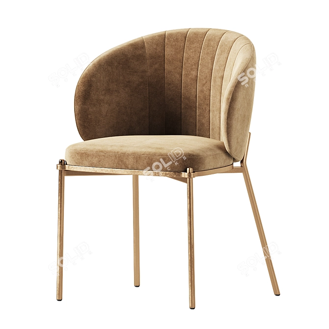 Elegant Shell Back Upholstered Chair 3D model image 3