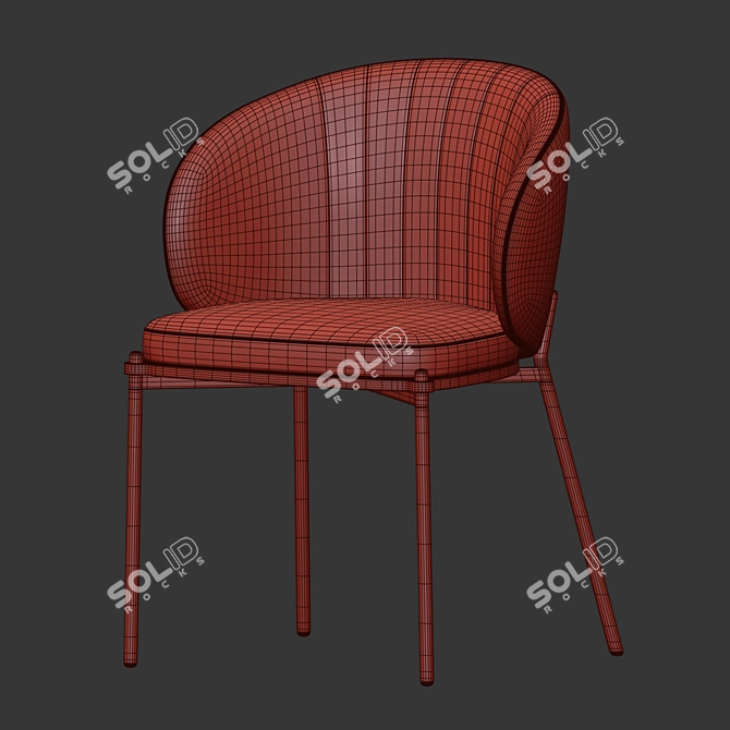 Elegant Shell Back Upholstered Chair 3D model image 4