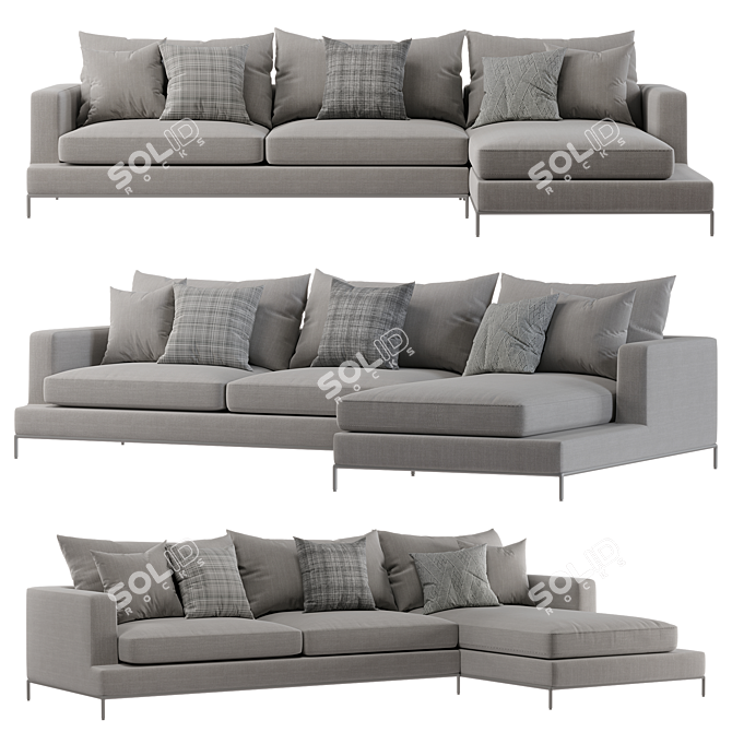 Modern Simena Sectional Sofa Design 3D model image 1