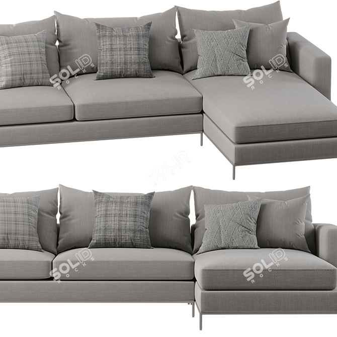 Modern Simena Sectional Sofa Design 3D model image 2