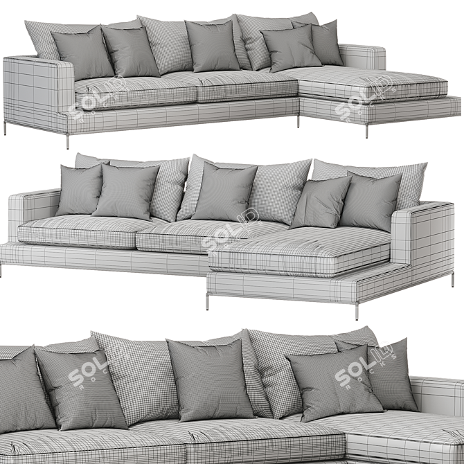 Modern Simena Sectional Sofa Design 3D model image 4