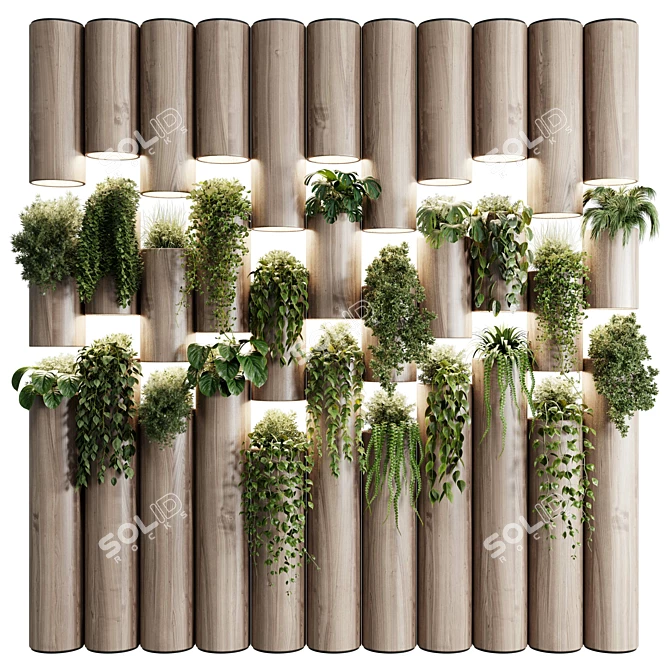Wooden Frame Plant Partition Box 3D model image 1