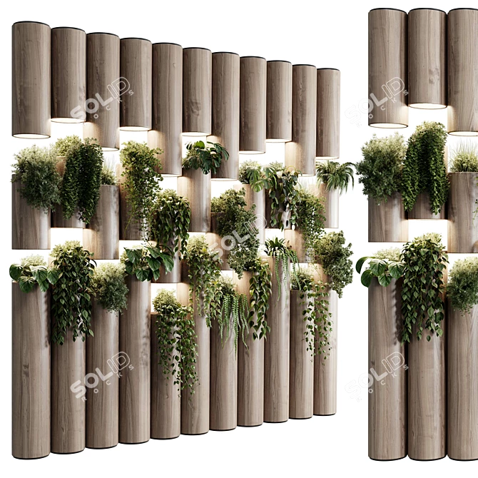 Wooden Frame Plant Partition Box 3D model image 2