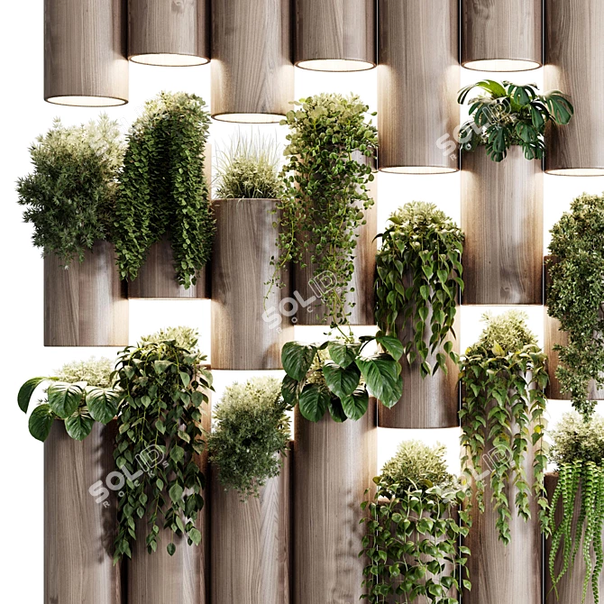 Wooden Frame Plant Partition Box 3D model image 3